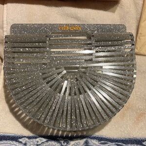 Cult Gaia Metallic Silver Glitter Bag